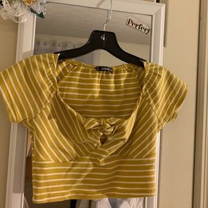 yellow striped tie front top